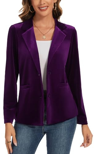 Kyzoeyou Blazer da donna in velluto, casual, a maniche lunghe, giacca elegante, per lavoro, ufficio, capispalla con bottoni e tasche