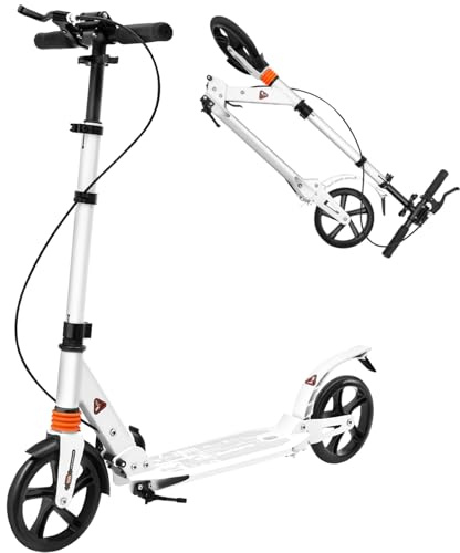 Klappbarer Roller, Cityroller für bis zu 100kg, Geräuscharmer Aluminium-Roller, Höhenverstellbarer Klapproller, Erwachsene Tretroller, Tragbar Scooter mit Ständer, Kotflügel und Reflektorplatte
