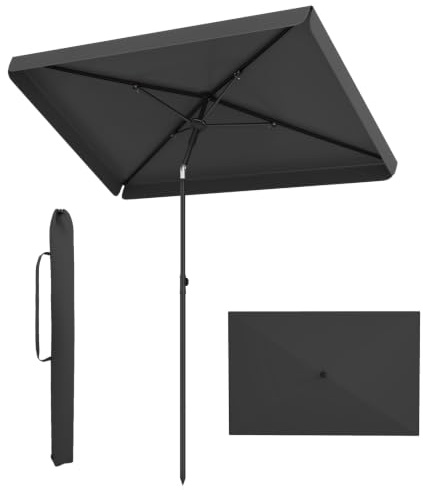 FANTASK Sombrilla para balcón, 210 x 130 cm, rectangular, con bolsa de transporte, plegable 30°, para balcón, jardín o terraza