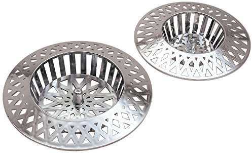 Sanitop-Wingenroth 19192 0 Set of 2 Inch Sink Strainer Hair Catcher for Drain 1 1/2 and 1 1/4, Chrome-Plated, 60 + 70 mm