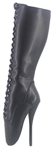 WONDERHEEL Damen Fetisch Ballett Stiefel Schwarz 44.5 EU