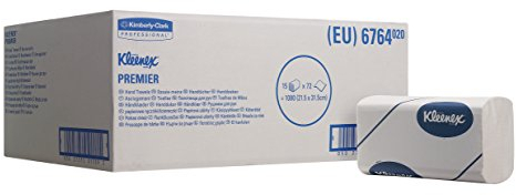 Kleenex Premier 6764 Handtücher mit Interfold-Faltung, 3-lagige, 15 Packungen x 72 Tücher, weiß