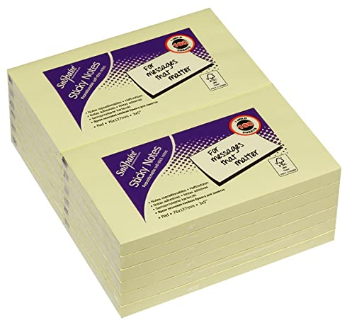 Snopake 127 x 76 mm Yellow Sticky Notes [Pack of 12, 100 Sheets per Pad] 12133
