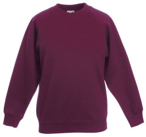 Fruit of the Loom Childrens Unisex Raglan Sleeve Sweatshirt (7-8) (Burgundy)