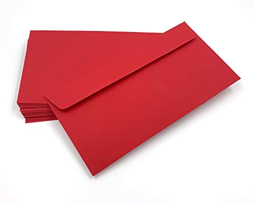 umschlag-discount – dunkelrote Briefumschläge ohne Sichtfenster für hochwertige Sendungen & Einladungen – 50 Stück selbstklebende Briefkuverts mit den Maßen 220 x 110 mm (DIN lang) – Caribic von IGEPA