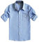 Bienzoe Garçon Coton Plaid Roll-up Manche Chemises 7/8 Bleu Clair
