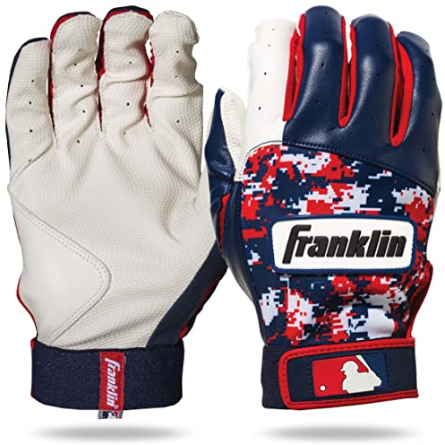 Franklin Sports Youth MLB Digi Camo Batting Gloves, White/Navy/Red, Small