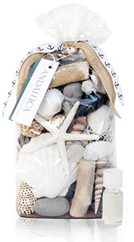 ANDALUCA Pacific Isles Scented Potpourri | Made in California Beach Home Décor | Large 20 oz Bag + Fragrance Vial | Scents Sandalwood and Coconut Blooms