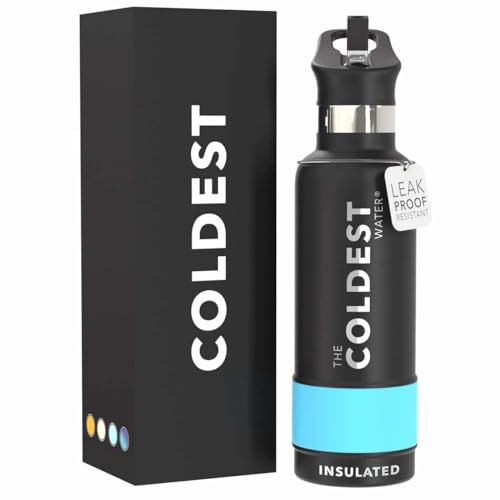 Die kältesten Sport Wasser Flasche Vakuum Thermosflasche Edelstahl Hydro Thermobecher – Ice Cold bis zu 36 Stunden/Hot 13 Stunden doppelwandig Fläschchen – mit Flip Top Deckel 2.0, Sports Black 21oz