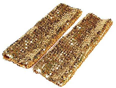 Song Qing Damen Armstulpen Glitzer Pailletten Stretch Dazzle Armstulpen Stretch - Gold - Einheitsgröße