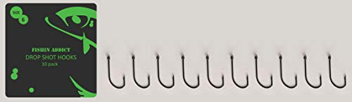 FISHIN ADDICT Drop Shot fishing hooks #6 CT FA-06 - pack of 10 - Fine carbon steel wire
