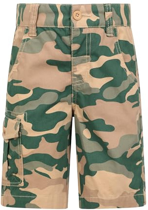 Mountain Warehouse Kids Camo Cargo Shorts - 100% Cotton Shorts, Lightweight Short Trousers, Pockets, Easy Care Camo Pants - Spring Summer, Camping, Travelling Light Beige (Camo) Kids Size 3-4 Years
