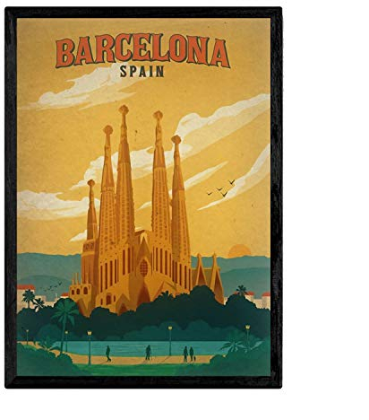 Nacnic Vintage Poster Barcelona. Blätter für Interieur mit klassischen und antiken Werbebildern zu dekorieren. Gemälde Retro-Dekor. A3