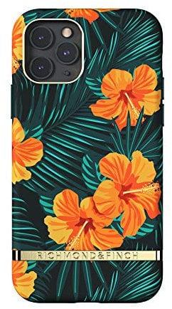 RICHMOND & FINCH Phone Case Compatible with iPhone 11 Pro, Orange Hibiscus Design, 6.1 Inches, Shockproof, Fully Protective Phone Cover