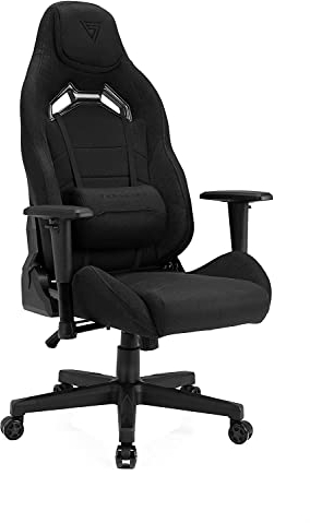 SENSE7 Gaming Stoff Vanguard Bürostuhl Zocker Gamer Ergonomischer Stuhl Armlehne Einteiliger Stahlrahmen Einstellbarer Neigungswinkel Schwarz, 41-49 x 66x58, 5902659841414