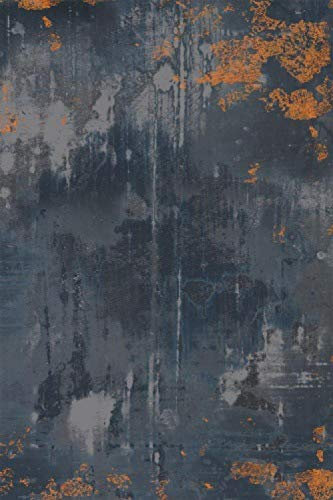 Bereich Teppich Wohnzimmer Teppiche Modern Design Kurzflor Teppiche Retro-Distressed-Dunkelblau-Zement-Industriestil 160 x 230 cm (5'3''x7'7'')