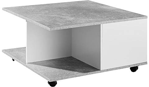 KADIMA Design Table Basse 70x70 cm Table Gris/Blanc café Ciment Table Table Basse