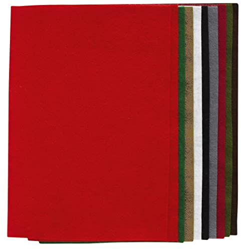 Panduro Weihnachts Bastelfilz Set, 10 Blatt Bunte Filzplatten zum Basteln, Filzstoff aus 30% Wolle und 70% Viskose, 20×30 cm, Bastelset in bunten Winter Farben