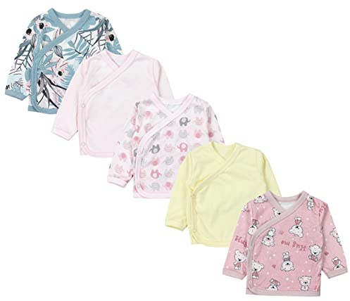 TupTam Baby Mädchen Langarm Wickelshirt Baumwolle 5er Set, Farbe: Mehrfarbig 10, Größe: 56