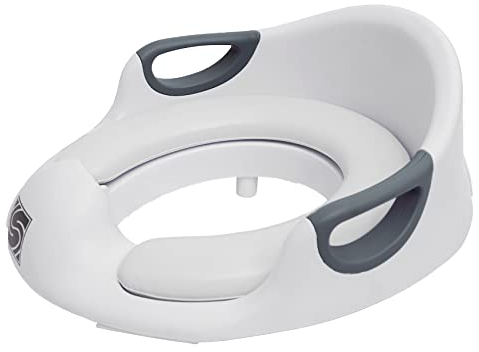 Straame Baby Toilet Seat, Potty Training Seat for Toddlers with Handles, Backrest and Anti-Splash Design, Easy to Clean Toilet Seat with 2 Soft Removable Cushions (White)