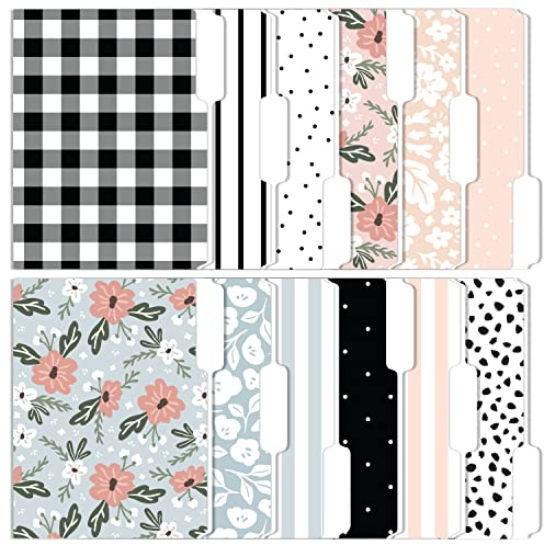 Cute Decorative File Folders, 12 Pack 3-Tab Letter Size, Boho Manila