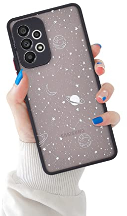 Ownest Kompatibel mit Samsung Galaxy A53 5G Hülle, Muster Transparent Stern Planet Universe Mode Matt PC Weiche TPU Schutzhülle Stoßfeste Case Silikon Handyhülle - Star