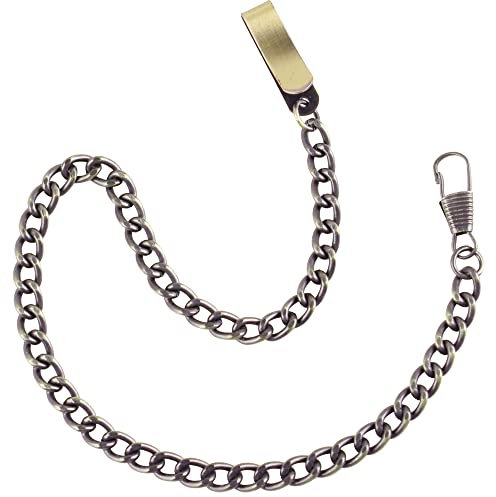 Gold/Silver Pocket Watch14 Inch Chain with Twisted Thick & T Bar & Lobster Clasps Watch Chain Link Vest for Your Pocket Watch, WP105-bronze