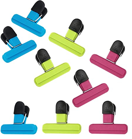 Clip per Cibo Sacchetti,9 Pezzi Mollette Plastica Clip di Tenuta Pinze Chiudi Sacchetti Colorful Clip Clamp Sealer per Caffè Patate e Sacchetti di Cibo (3 Colori)