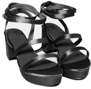 Yours Satin Strappy Platform Heels In Wide E Fit & Extra Wide Eee Fit - Women's