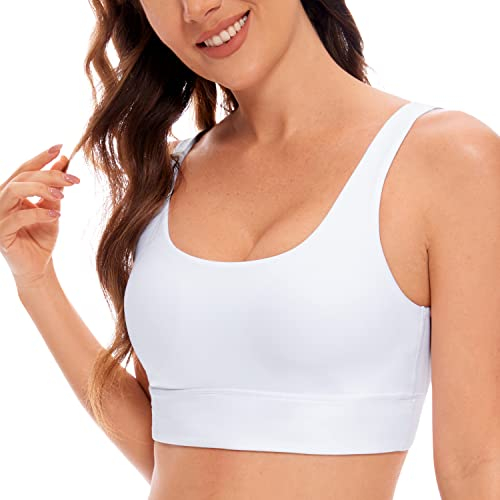 CRZ YOGA Damen Butterluxe Sport BH U Back Ohne Buegel Große Brüste Fitness Yoga BH Top Weiss L