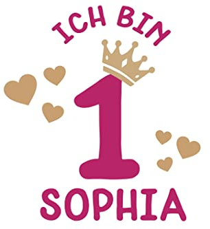Bügelbild Aufbügler Geburtstag Zahl mit Krone und Herzen