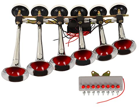 Leapiture 6 Trumpet Air Horn Kit de remplacement pour Camions, Bus, Bateaux DC 12 V 24 V 160 dB Kit de klaxon à air électrique Super Loud Kit de klaxons de train Compresseur d'air