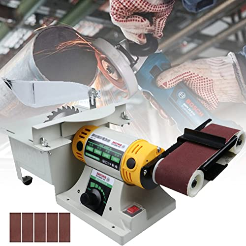 Levigatrice Multifunzionale, levigatrice a Nastro da banco Dotata di Tavolo da Taglio, 850w, 800-11000 Giri/min, in Grado di Tagliare Legno e rettificatrice per Uso Domestico in gi