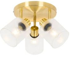 Qazqa Verstellbarer Deckenstrahler, Deckenspot - Laura - gold, max. 40W, Geeignet für LED, 47cm, Rund, 3-flammig, Ideal als Flur, Küche lampe, Schlafzimmerlampe und Wohnzimmerlampe