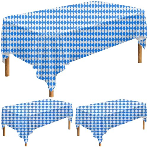 3 Stück Oktoberfest Tischdecke Oktoberfest Bayerische Flagge Karierte Tischdecke Blaue Diamanten Bayerische Tischdecke für deutsche Oktoberfest-Partydekorationen