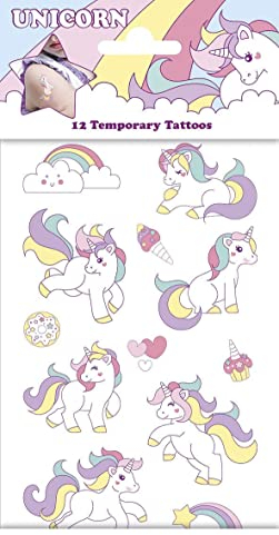Tattoos für Kinder als Mitgebsel, Geschenk oder Spiel | Frozen Paw Patrol Minions Dinos Cars etc | Aufkleber Sticker Kindergeburtstag Geburtstag, Farbe: Süßes Einhorn