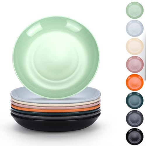 Evanda Juego de 8 platos de plástico, Platos de Vajilla 16cm Irrompibles y Reutilizables para Todos los Usos y Todas las Edades, Aptos para Microondas Sin BPA Aptos para Lavavajillas (Mutil Color)