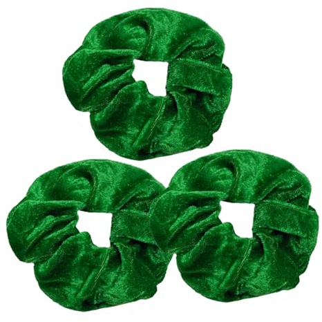 Jxuane 3 PCS Greener Velvet Scrunchies, Soft Hair Scrunchies Elastic Hair Bands, Ponytail Holders for Women and Girls