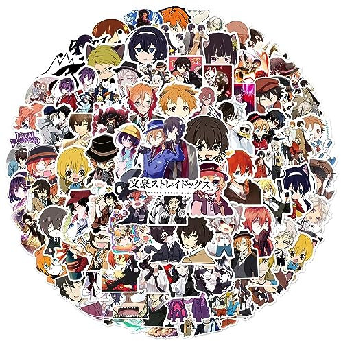 MayDee 100 Bungo Stray Dogs Stickers Waterproof Graffiti Stickers, Anime Dazai Chuuya DIY Luggage Refrigerator Laptop Skateboard Stickers Personalised Combination of Non-Repeating