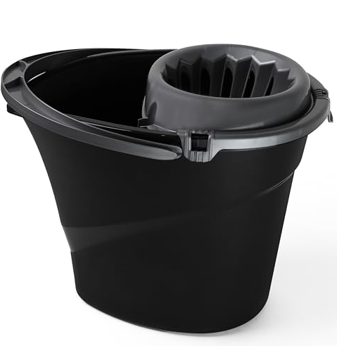 DIVCHI Plastic Mop Bucket 14 Litre – Large & Small Area Cleaning Floor Mop Bucket – Carry Handle, Lightweight & Portable, Durable Plastic (Grey)