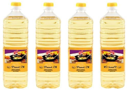 4er Pack 100% Erdnuss-Öl [4x 1000ml] Erdnussöl ~ Peanut Oil ~ Wok Öl