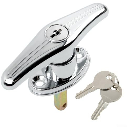 Hasaller Door Lock Zinc Alloy Garage Door Lock T-Type Handle Connecting Rod Rear Fix Keyed Door Handle Spindle Rod Door Lock for Caravan Garage Shed Campervan