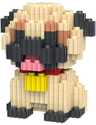 NOOLY Micro Hund Bauklötze, Haustier Bausteine Sets für Erwachsene und Jungen Mädchen CLJM-01 (Mops)