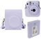 Mumlicha PU Leder Kameratasche und 64 Taschen Fotoalbum kompatibel mit Fujifilm Instax Mini 12 Sofortbildkamera, Mini 12 Schutzhülle mit Verstellbarem Schultergurt (Lila)