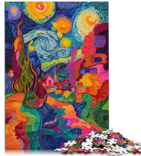 Jigsaw Puzzles Educational Games The colorful psychedelia of Van Goghs art Jigsaw Puzzle for Adults 1000 Pieces Wooden Puzzle Home Art Decor 1000pcs(50x75cm)