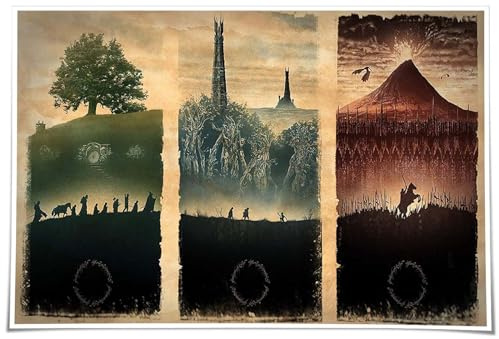 Lord of The Rings Movie Poster Art Prints Deco tin sign Room Decor Pictures for Kitchen Wall Decorations Printed tin sign Horizontal Artwork 12x16 Inch