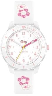 Lacoste Analog Quarzuhr für Kinder Kollektion Mini Tennis mit Weisses Silikonarmband - 2030063