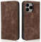 QLTYPRI Wallet Case for iPhone 16 Pro Max 6.9 inch Compatible with Magsafe Charger, Magnetic Flip Folio PU Leather Phone Case with RFID Blocking Card Holder Slots Kickstand Shockproof Cover - Brown