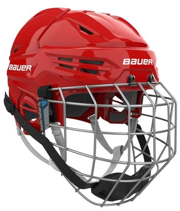 Bauer Re-Akt 55 Casque de hockey sur glace Combo Senior (Rouge, Moyen)