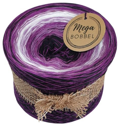 MegaBobbel Lila Rausch A405 - Farbverlaufsgarn Lace Garn Bobbel Wolle zum Häkeln & Stricken (3 fädig, 1000m, 50% Baumwolle / 50% Polyacryl)